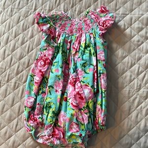 12M Smocked Floral Bubble